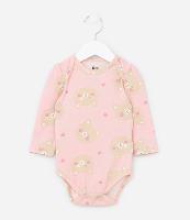 Body Infantil em Algodão com Estampa Carinha de Gatinha - Tam RN a 18 meses - 1