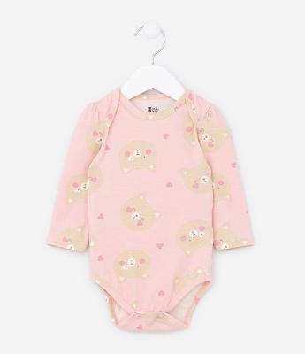 Body Infantil em Algodão com Estampa Carinha de Gatinha - Tam RN a 18 meses