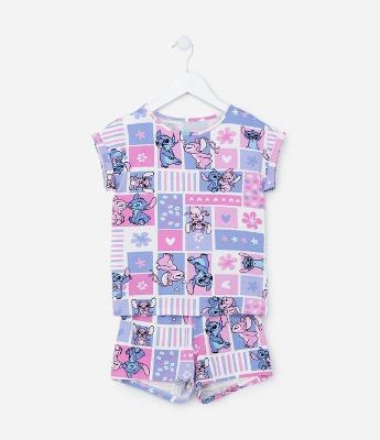 Pijama Infantil em Viscose com Estampa do Stitch - Tam 5 a 14 anos