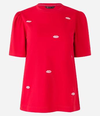 Blusa em Algodão com Manga Bufante e Bordado Boquinhas