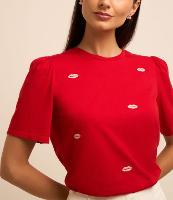 Blusa em Algodão com Manga Bufante e Bordado Boquinhas - 2