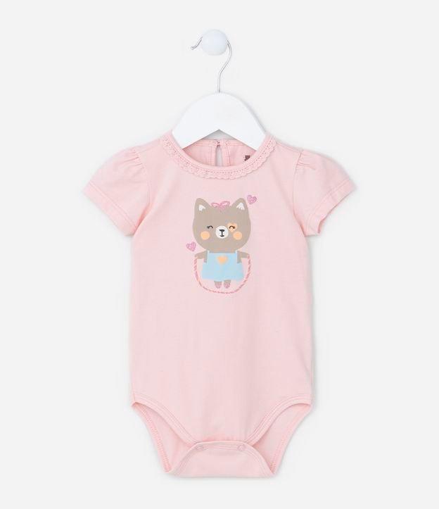 Body Infantil em Algodão com Estampa de Ursinha Pulando Corda - Tam 0 a 18 meses - 1