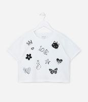 Camiseta Relaxed  com Estampa de Doodles - Tam 5 a 14 Anos - 1