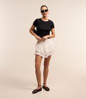 Saia em Algodão com Babado e Detalhe Rendado na Barra - 1