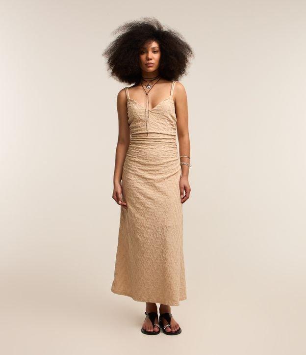 Vestido New Midi Texturizado com Alcinhas Finas - 1