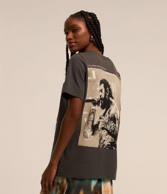 Camiseta Alongada em Algodão com Estampa Post Malone