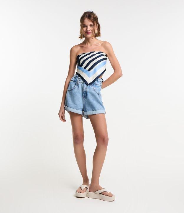 Short Baggy Cintura Alta em Jeans com Barra Dobrada - 3