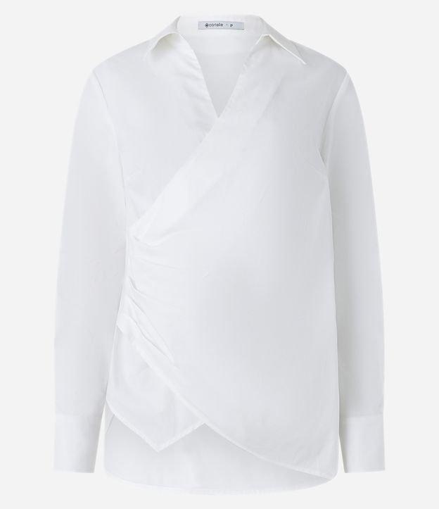 Camisa Transpassada em Tricoline com Pregas - 2
