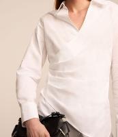 Camisa Transpassada em Tricoline com Pregas - 3