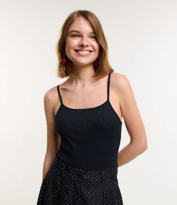 Body Básico de Alça em Ribana com Textura