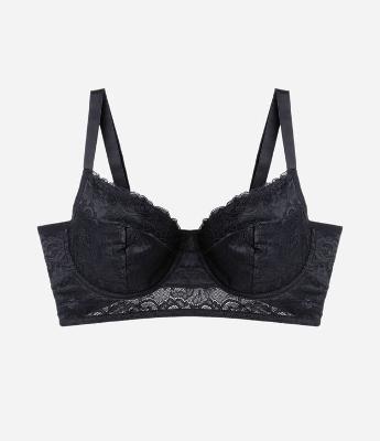 Sutiã Alongado Meia Taça em Renda Floral sem Bojo com Aro Curve & Plus Size