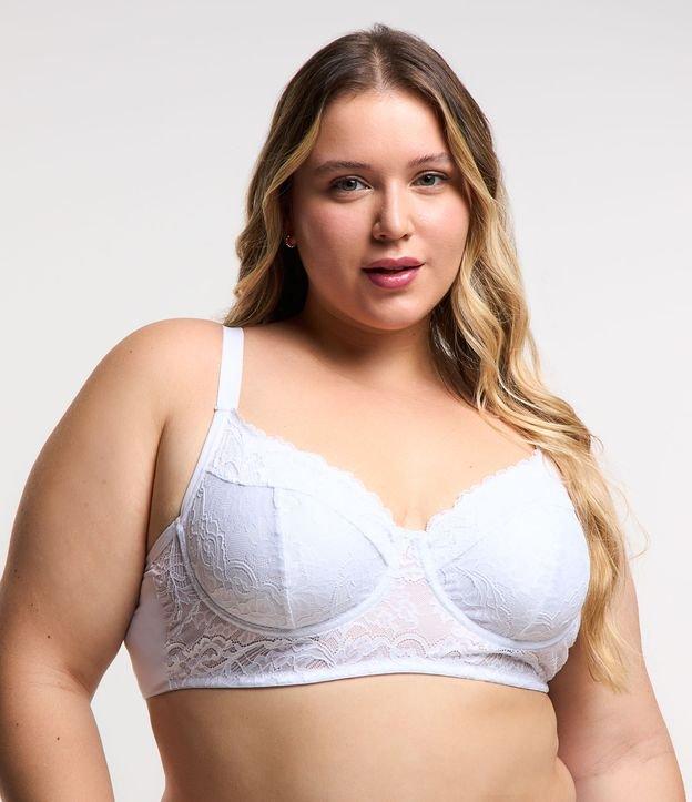 Sutiã Alongado Meia Taça em Renda Floral sem Bojo com Aro Curve & Plus Size - 2