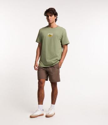 Bermuda Ripstop em Microfibra com Cós Elástico e Bolso