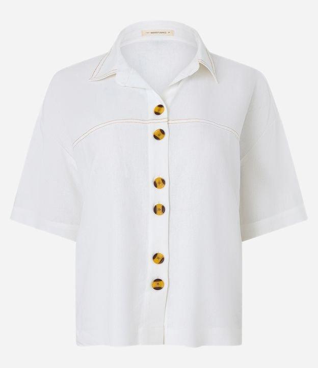 Camisa em Viscolinho com Detalhes Pespontados - 1