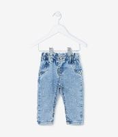 Calça Clochard Infantil em Jeans com Estampa em Poá - Tam 3 a 18 Meses - 1