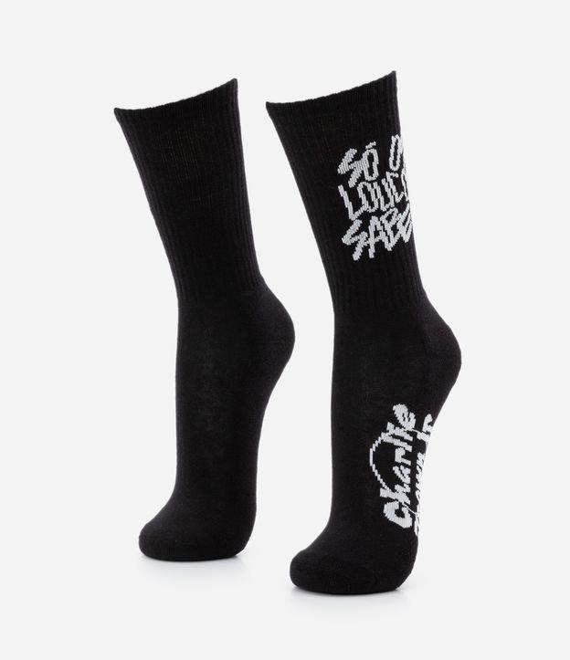 Meia Cano Longo com Estampa Charlie Brown Jr Só os Loucos Sabem - 1