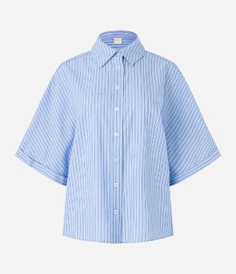 Camisa Ampla em Tricoline com Estampa Listrada