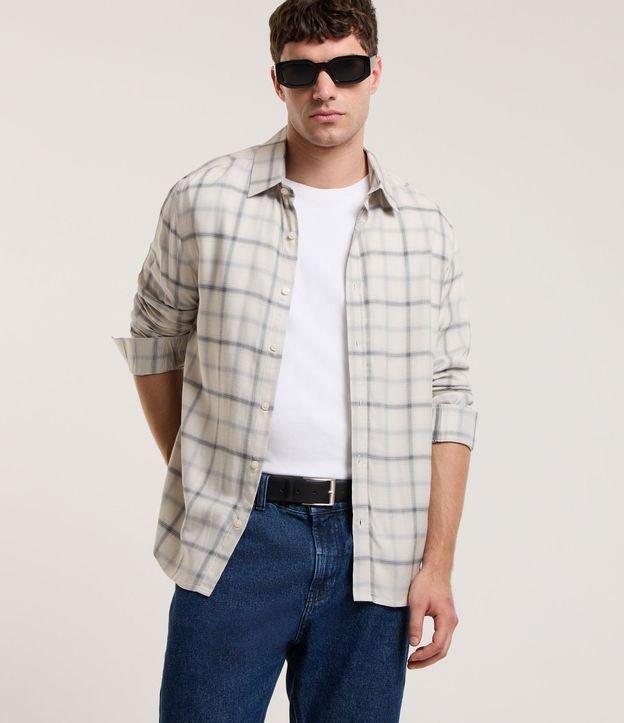 Camisa Manga Longa em Viscose e Xadrez Grid - 1
