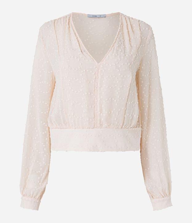 Blusa em Chiffon com Decote V e Texturas - 1