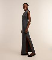 Vestido New Midi em Algodão Estonado com Fenda Lateral - 1