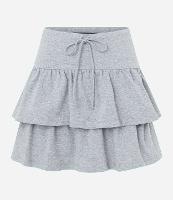 Saia Curta em Algodão com Babados e Amarração no Cós - 1