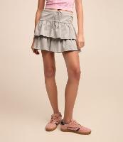 Saia Curta em Algodão com Babados e Amarração no Cós - 2