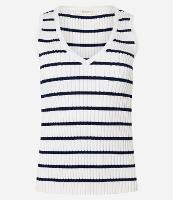 Blusa Listrada em Tricô com Decote V - 1