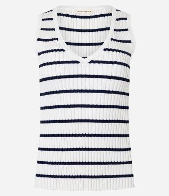 Blusa Listrada em Tricô com Decote V