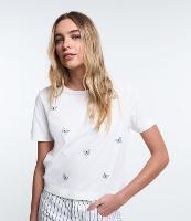 Blusa T-shirt em Algodão com Bordado de Borboletas - 1