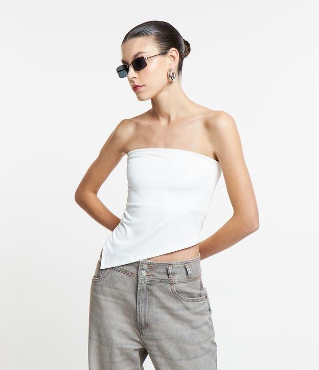 Blusa Tomara que Caia em Algodão com Abertura na Barra - 1