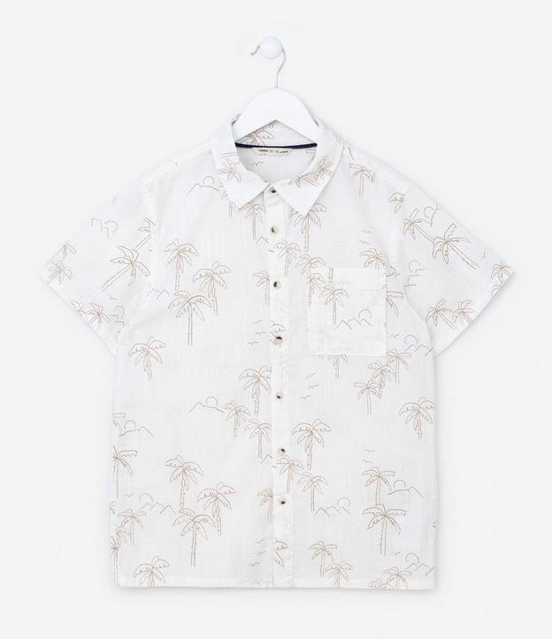 Camisa Infantil com Bolsinho e Estampa de Coqueiros - Tam 5 a 14 anos - 1