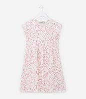 Vestido Infantil com Babadinho e Estampa de Corações - Tam 5 a 14 Anos - 1