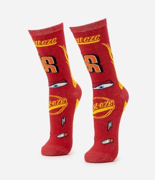 Meia Cano Longo com Estampa do Relâmpago McQueen Carros - 1