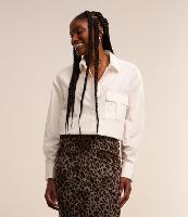 Camisa Alongada em Tricoline com Vista Dupla e Bolso Frontal - 1