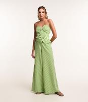 Blusa Cropped em Tricoline Listrado com Lastex nas Costas - 1