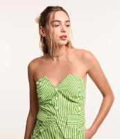 Blusa Cropped em Tricoline Listrado com Lastex nas Costas - 2