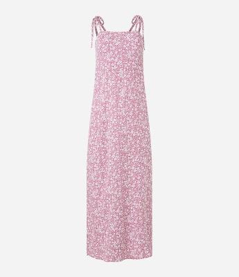 Vestido New Midi em Viscose Floral Liberty e Alcinhas com Lacinho