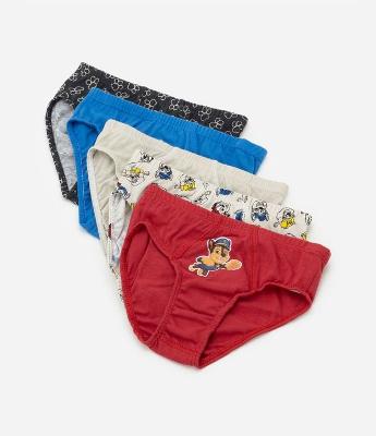 Kit 05 Cuecas Slip Infantil com Estampa da Patrulha Canina - Tam 2 a 8 anos