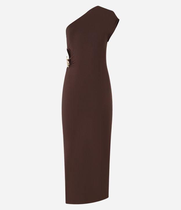 Vestido Midi com Um Ombro Só Assimétrico e Fenda Lateral - 1