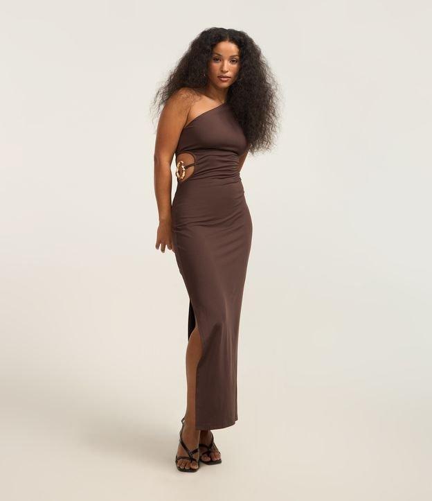 Vestido Midi com Um Ombro Só Assimétrico e Fenda Lateral - 2