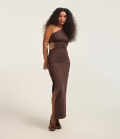 Vestido Midi com Um Ombro Só Assimétrico e Fenda Lateral - 2