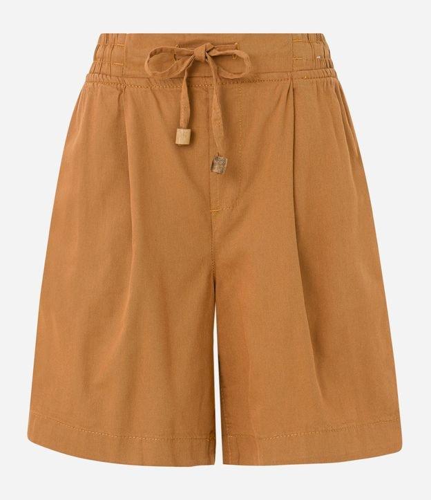 Short Longo em Sarja com Pregas e Miçangas na Amarração - 1