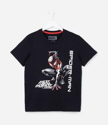 Camiseta Infantil com Estampa do Homem Aranha Miles Morales - Tam 4 a 12 anos