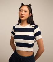 Blusa em Tricô com Listras Largas e Mangas Curtas - 2