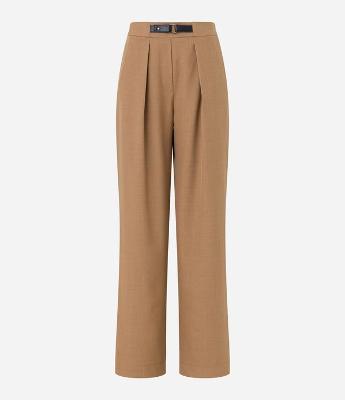 Calça Wide Leg Alfaiatada com Detalhe de Cinto em PU