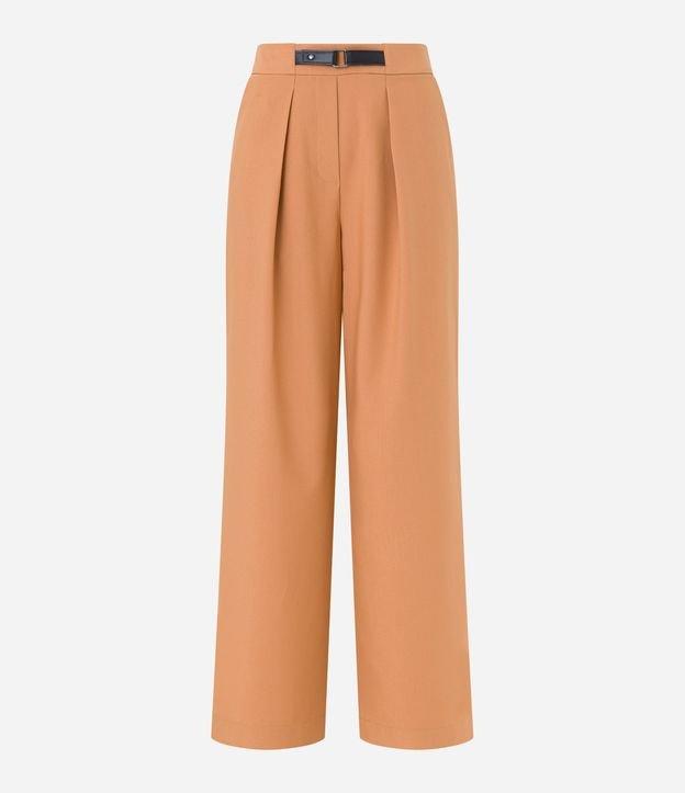 Calça Wide Leg Alfaiatada com Cinto Fivela e Pregas - 1