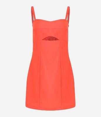 Vestido em Crepe com Recorte Vazado e Alças Reguláveis