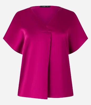 Blusa em Tecido Acetinado com Transpasse Frontal