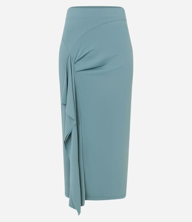 Saia Midi em Poliamida com Detalhe Drapeado e Pontas - 1