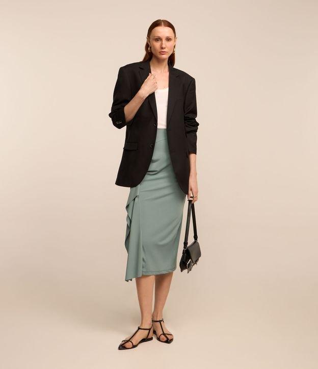 Saia Midi em Poliamida com Detalhe Drapeado e Pontas - 3